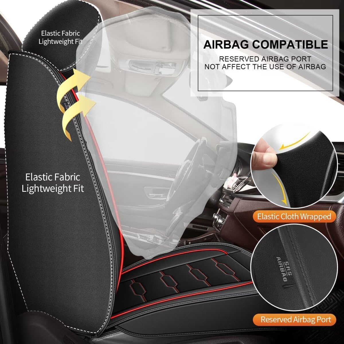 AOMSAZTO Leather Seat Cover Custom Fit for Subaru Legacy 1995-2024 2025 2026 Faux Leather Seat Protector Legacy Car Seat Covers Vehicle Cushion Covers Compatible Airbag 2 Front Seat Redline