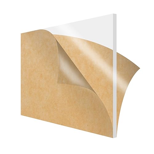 SimbaLux Hoja acrílica transparente de plexiglás fundido de 12 x 12 pulgadas, panel cuadrado de 12 pulgada de grosor (0.512 in), tablero de vidrio