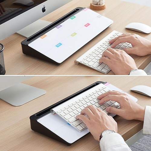 Vista 38 de TSJ OFFICE - Pizarra blanca para escritorio que se borra en seco para oficina, hogar y estudiantes, soporte para teclado de computadora, Base