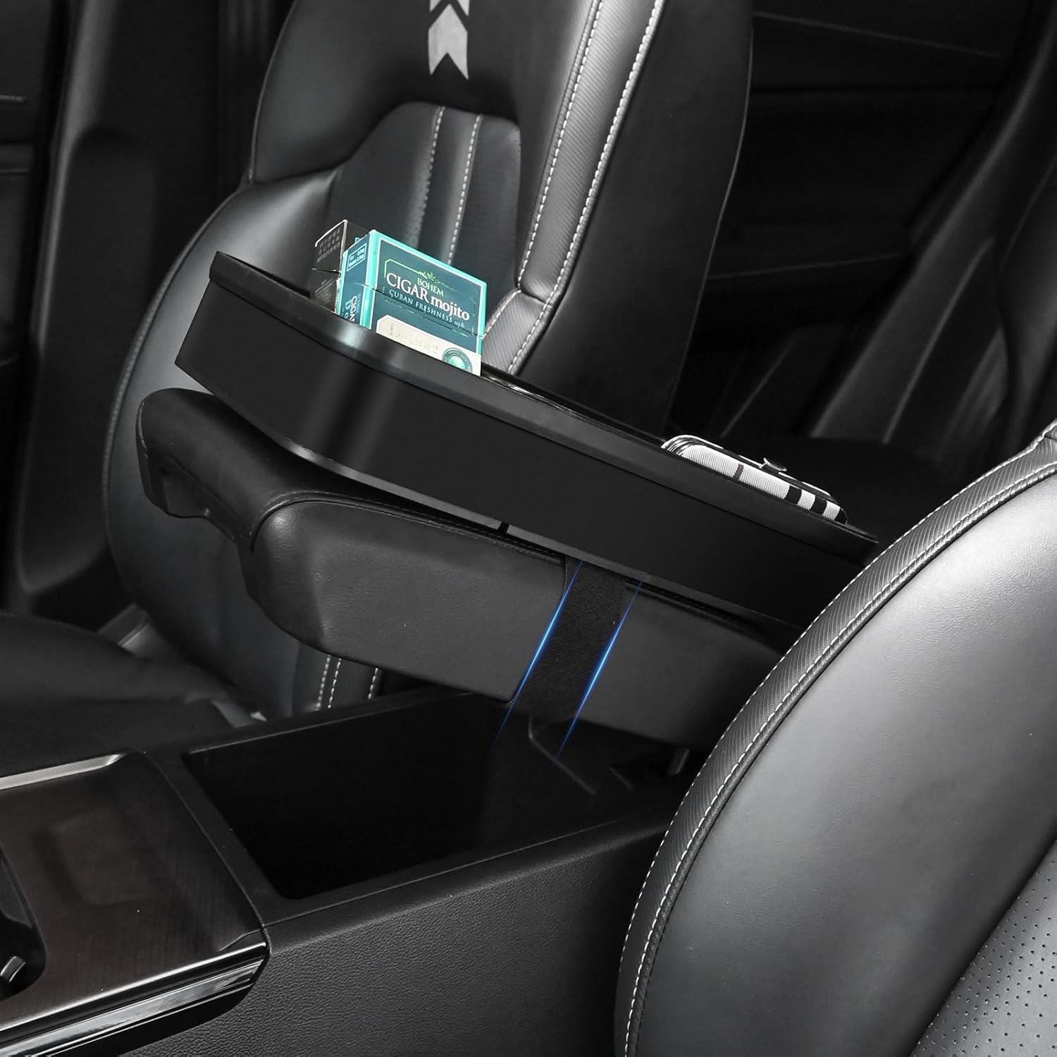 Car Armrest Extra Storage Box,Center Console Organizer,Dash Mount Phone Holder,Auto Rear Front Seat Organizer Tray, Car Small Caddy for Key,Sunglass,Wallets (Black)
