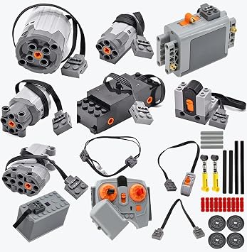 32Pcs Power Function Kit Set Motor Battery Infrared-Remote-Control Receiver Train Adjustable Speed Motor Parts, Power Function Parts Compatible with Major Brand Technic-Pieces