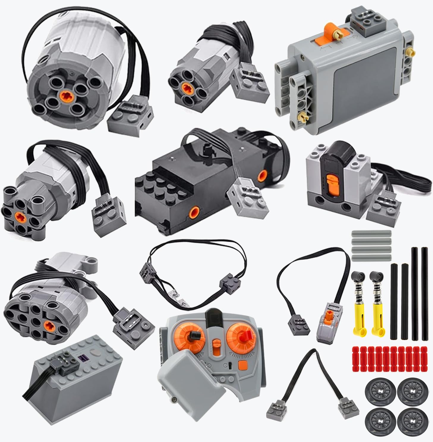 32Pcs Power Function Kit Set Motor Battery Infrared-Remote-Control Receiver Train Adjustable Speed ​​Motor Parts, Power Function Parts Compatible with Major Brand Technic-Pieces