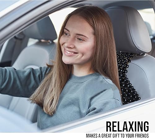 Miniatura 5 de ZONETECH Cojín para Asiento con Cuentas de Madera Negra - Cojín Masajeador de Calidad Premium con Encordado Doble para Conducir sin Estrés Todo el