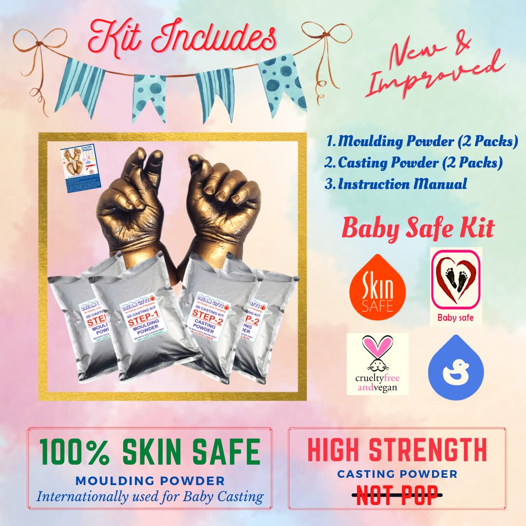 Dream Gifts Baby Hands & Feet 3D Moulding & Casting Powder Kit | Ideal for Newborns, Toddlers, Kids, Birthdays, Naming Ceremony, Baby Shower 1