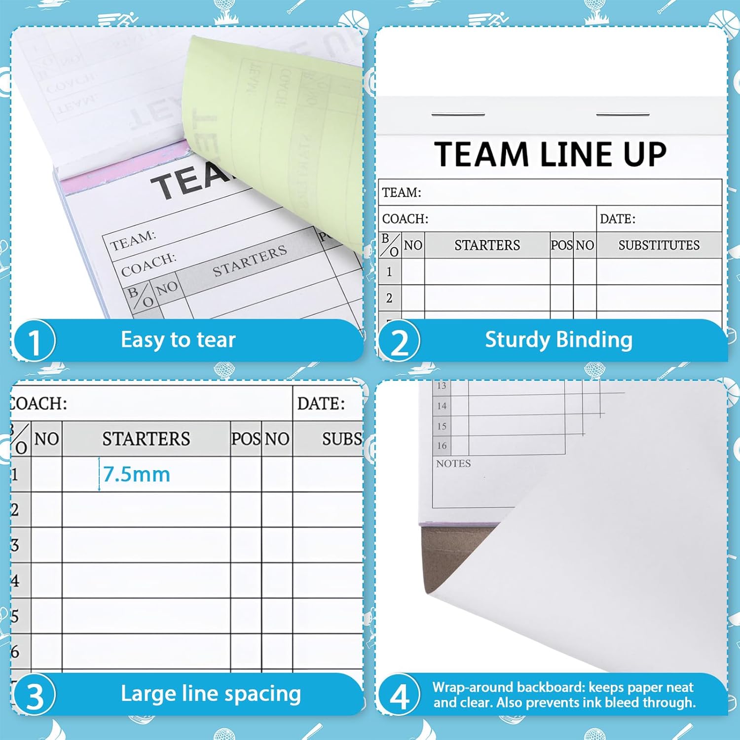 360 Sets 12 Pack Baseball Softball Lineup Cards 4 Part Carbonless Copies 30 Games with 16 Player Roster Line up Sheets with Backboard for Coaches Team Sports 4.5×8 inch Coaching Accessories