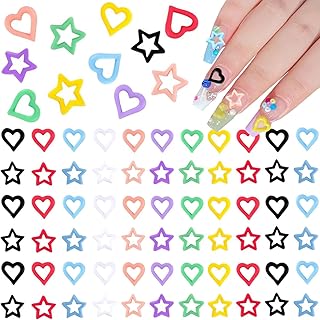 Kawaii Nail Charms, 200 PCS Heart Stars Colorful Resin Art Charm Cute Gems for Women Girls Decorations