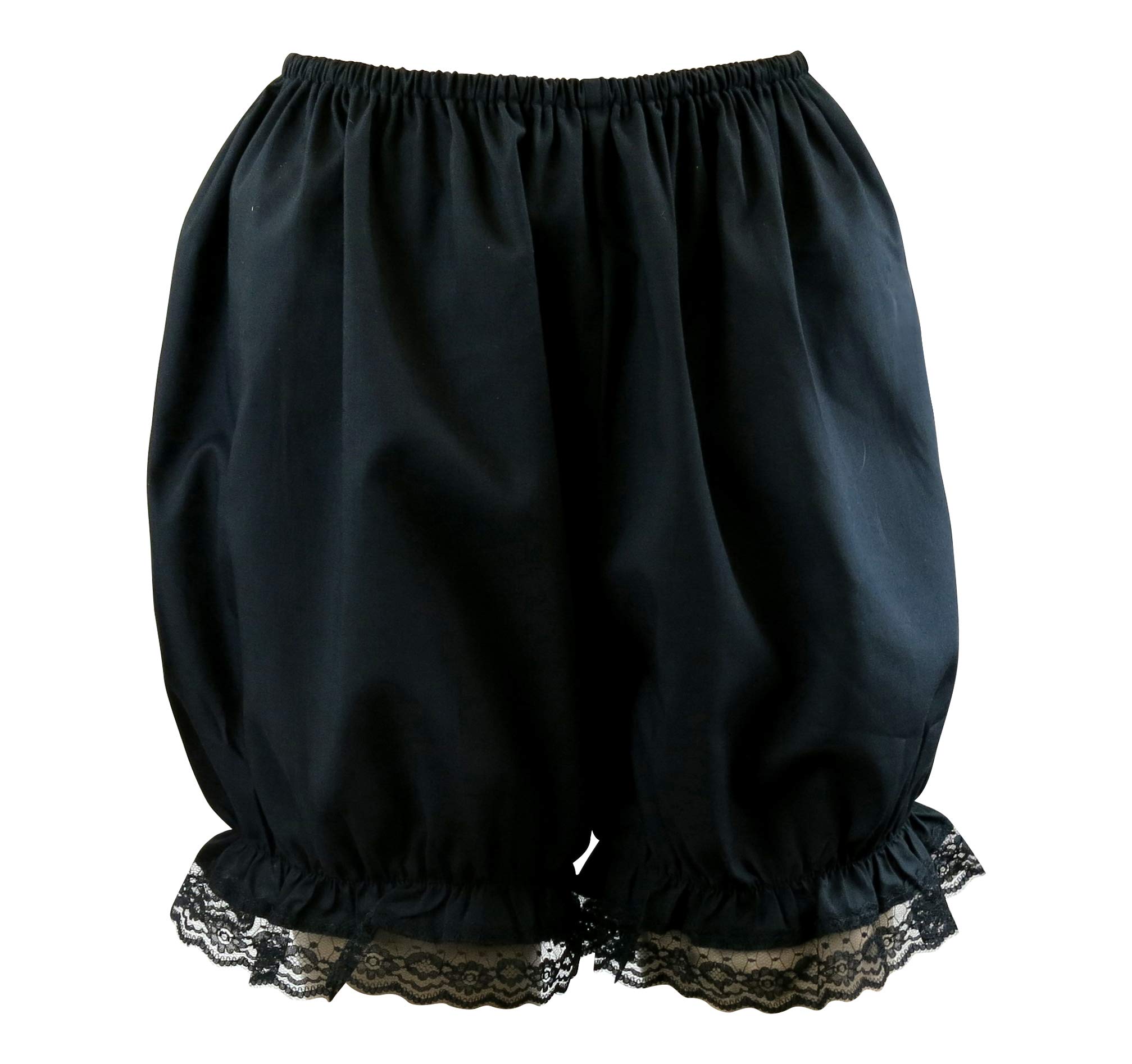 Brigitta Black Victorian/Edwardian Bloomers - Pantaloons With Lace Trim Fancy Dress Sissy Knickers (Medium)