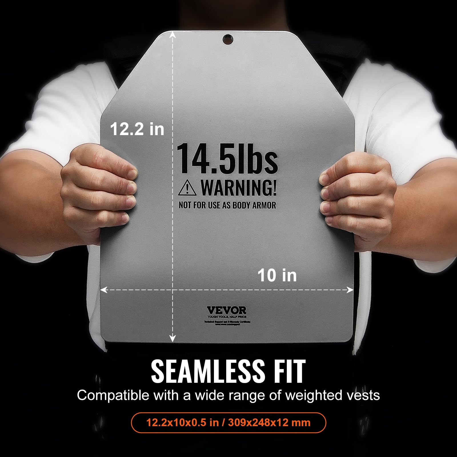 VEVOR Plaques lestées incurvées pour gilet lesté, paires de 6,59 kg, plaques de poids pour gilet, en acier de qualité supérieure, coupe ergonomique profilée-WOD, pour la musculation, la course à pied