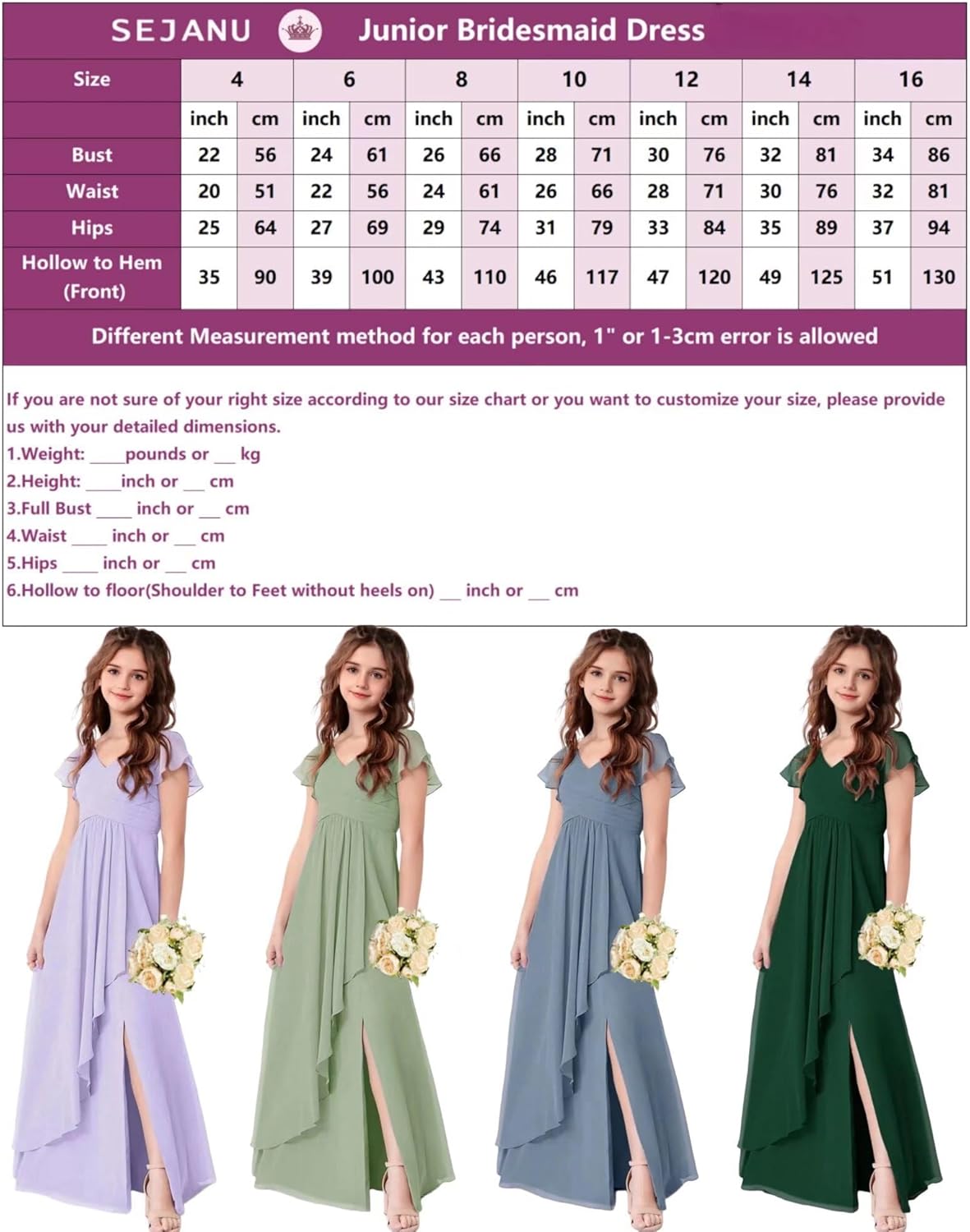 Chiffon Junior Bridesmaid Dresses for Girls Ruffle Sleeves Party Formal Gowns Wedding Guest V Neck Flower Girl Dress