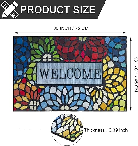 Miniatura 3 de CHICHIC Colorido tapete de bienvenida de 18 x 30 pulgadas, tapete de bienvenida para puerta delantera al aire libre para entrada del hogar, tapete
