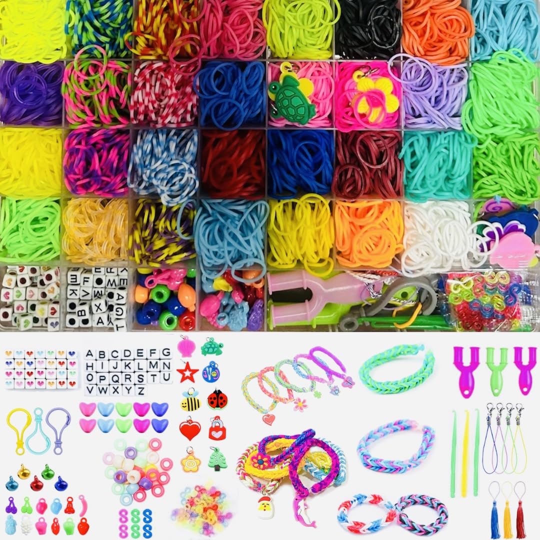 MUZAMMIL SHER MS 3200+ Loom Band Kit | 31 Vibrant Rubber Bands & Accessories - Loom Bands Kits for Girls and Boys -Ultimate DIY Bracelet & Jewellery Set for Crafting & Creativity | Perfect for Gifts