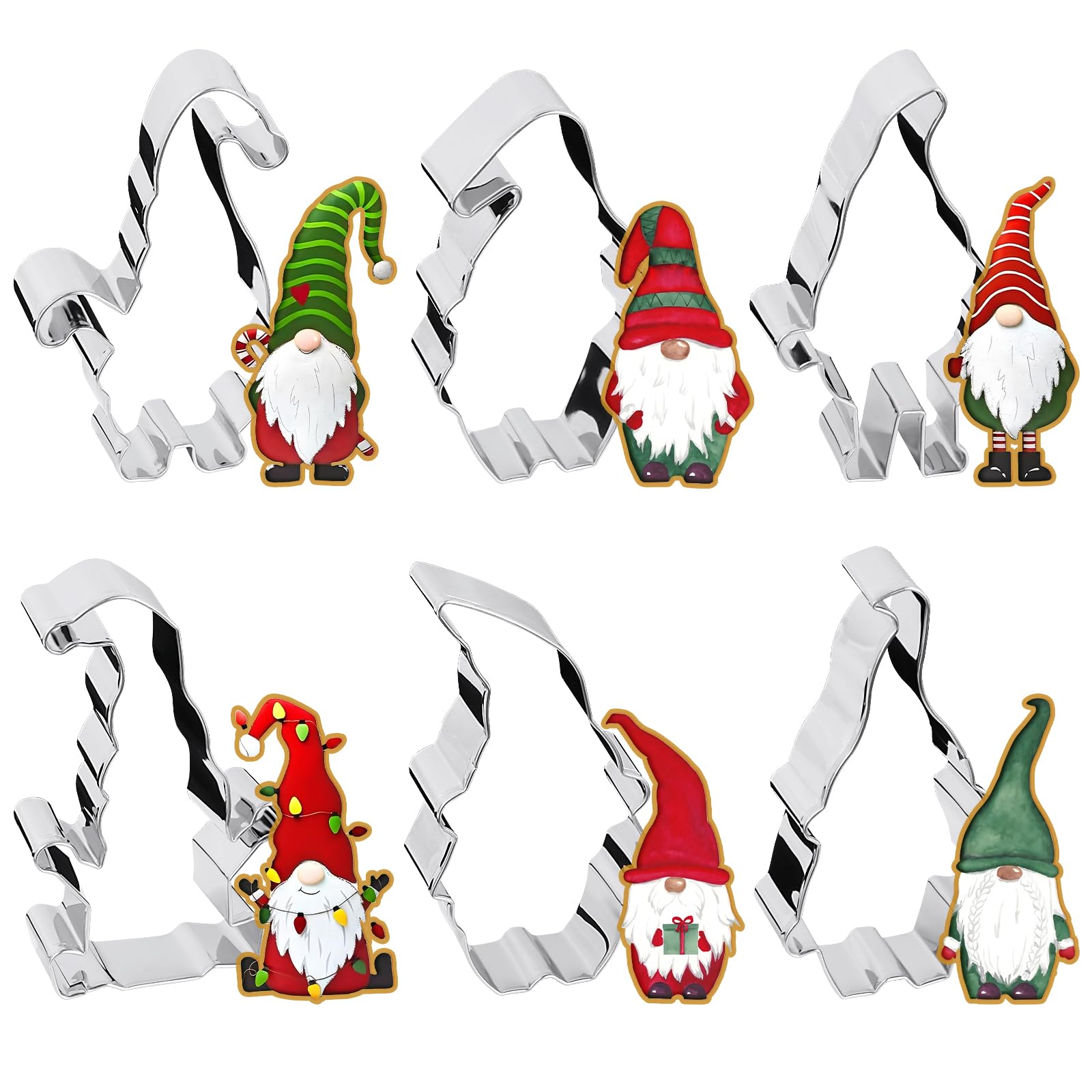 Set Da 6 Formine Per Biscotti Natalizi In Acciaio Inox: Gnomi Di Natale Per Dolci E Decorazioni Fai Da Te