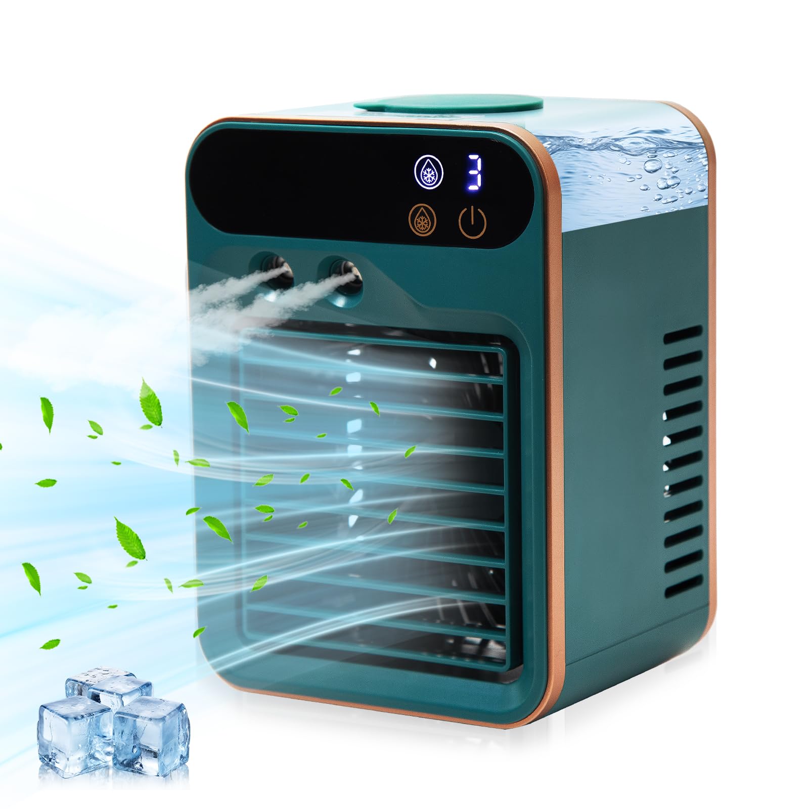 hYwecy Portable Air Conditioner-4000mAh Rechargeable Office Air Conditioner in Three Speeds&Spray Speed,Portable Evaporative Cooling Fan with Spray for Home Bedroom Office(green)