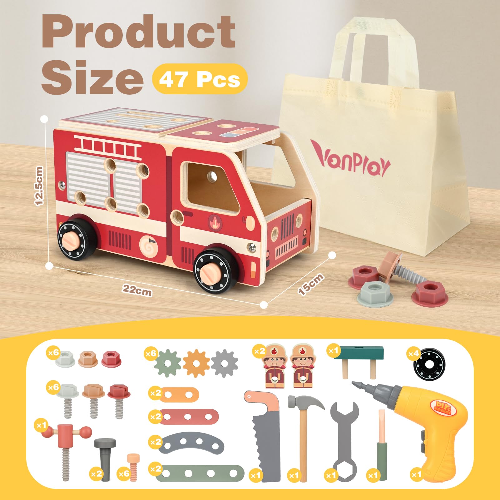 Vanplay Kids Tool Set including Toy Drill - Image 8