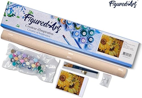 Vista 263 de Figured'Art - Juego de pintura por números, lienzo enrollado sin marco, para manualidades, para adultos, 16 x 20 pulgadas, jarrón de peonías