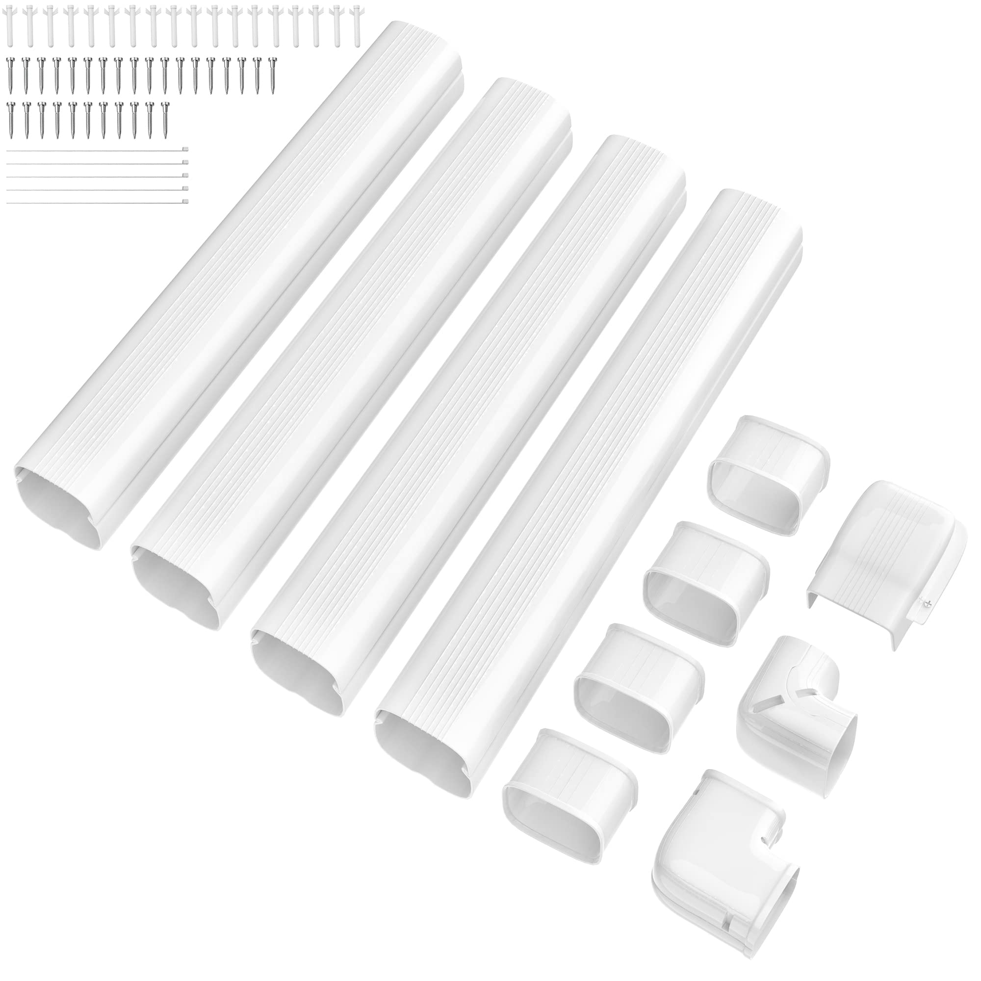 Plusluck 5" 14Ft Mini Split Line Set Cover PVC Decorative Pump Covers AC Line Cover for Outside Units Air Conditioners & Heat Pump
