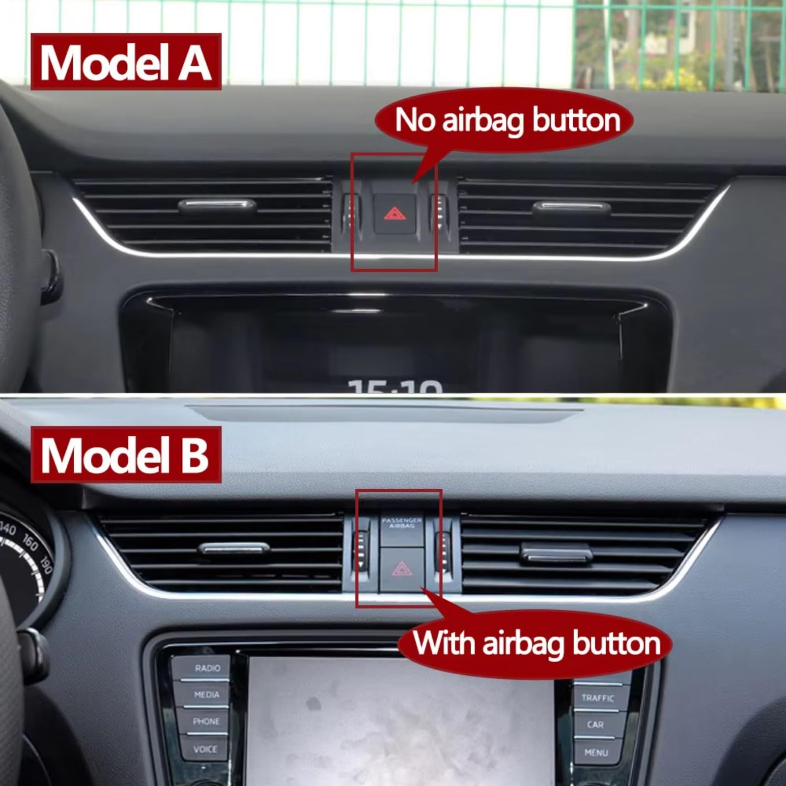 Compatible Avec Skoda Pour Octavia 2015-2021, Ensemble Sortie Climatisation Centrale Pour Tableau Bord Avant Voiture 5E0820951 5E0820951CZLL Remplacement Ventilation(Model B)