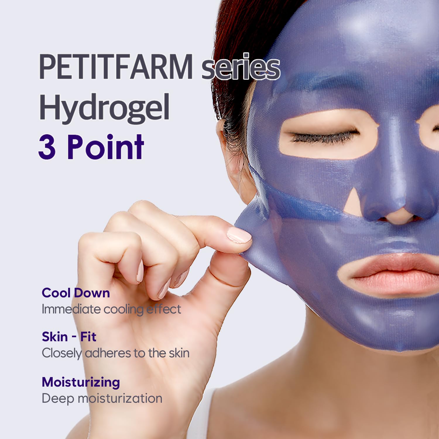 Petitfee Agave Cooling Hydrogel Face Mask 5ea - Quick Calming Facial Mask with Blue Energy Complex, Agave, Blueberry, Eggplant, Caffeine Extracts, Moisturizing, Soothing Care - Image 7