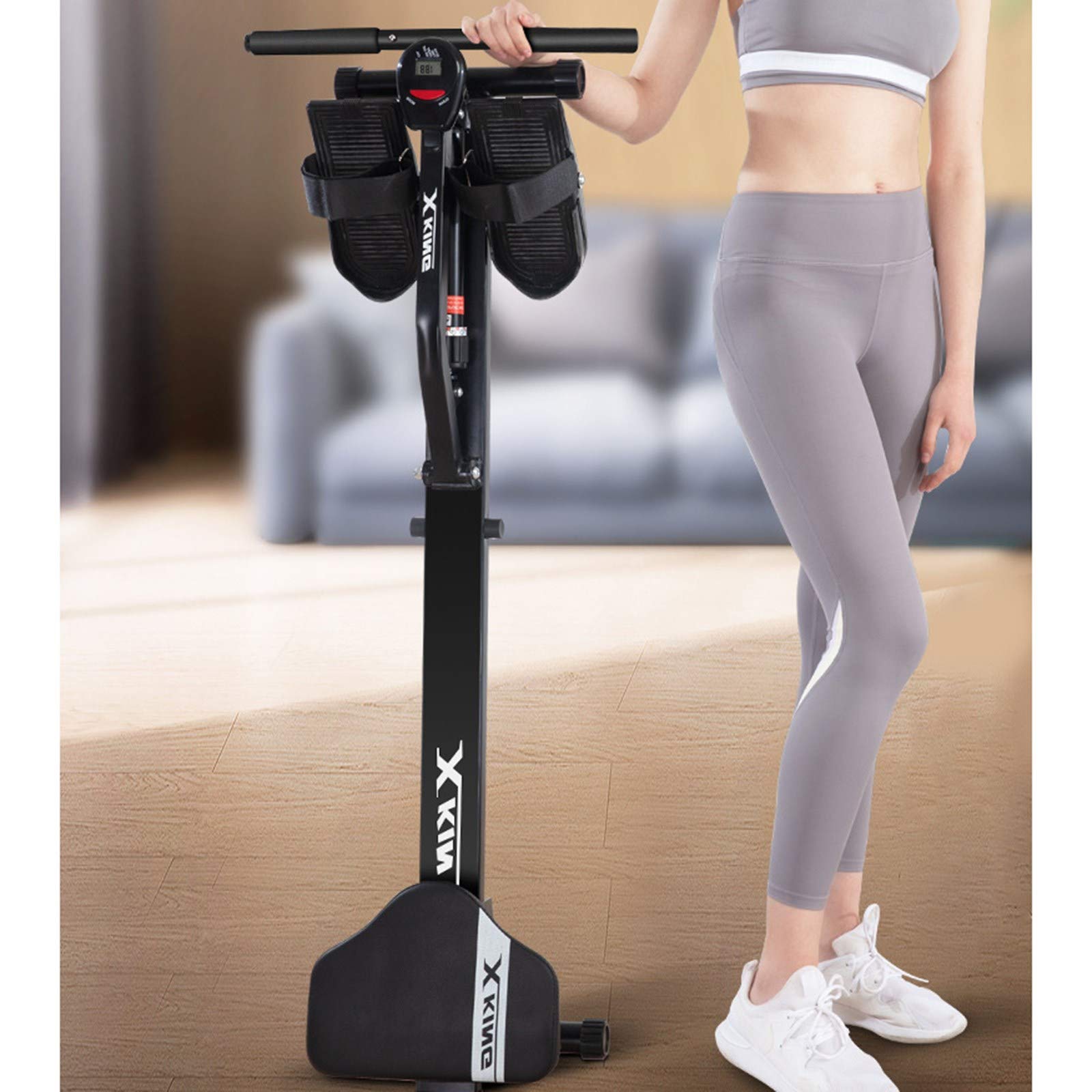 sunyu Máquina de Remo Interior con 12 Resistencia Ajustable, con Datos de Ejercicios, silenciosa y Plegable, se Utiliza para Ejercicios de Fitness