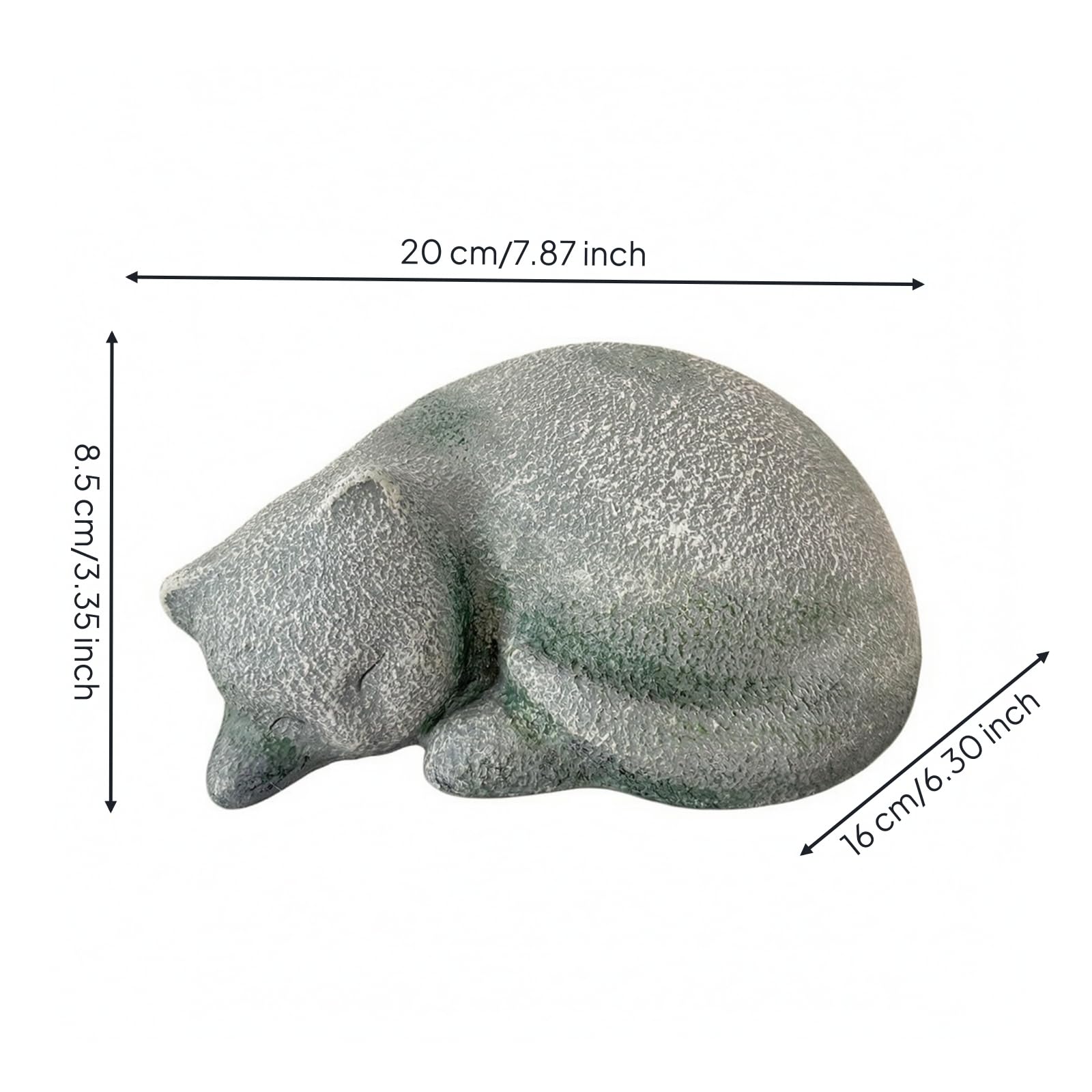 Statua di Gatto in Riposo | Design Compatto a Basso Profilo, Memoriale per, Leggera, Giardino, Cimitero, Tomba, Degli Animali, Stile A