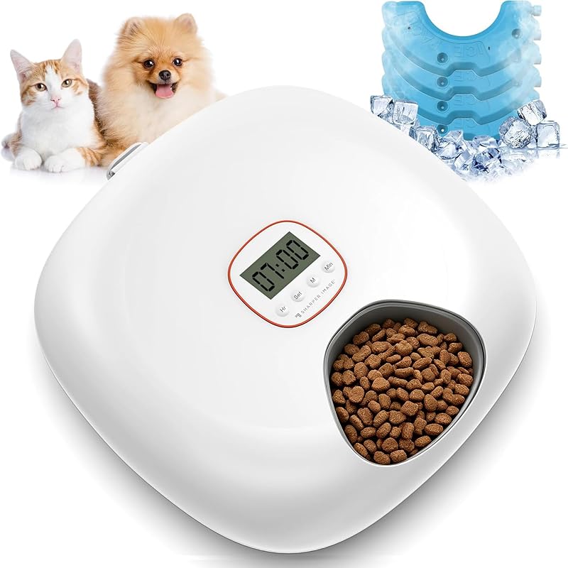 Comedouro Automático para Gatos Sharper Image Sem Fio, com Timer, 6 Compartimentos e 4 Bolsas de Gelo SI005-4IP