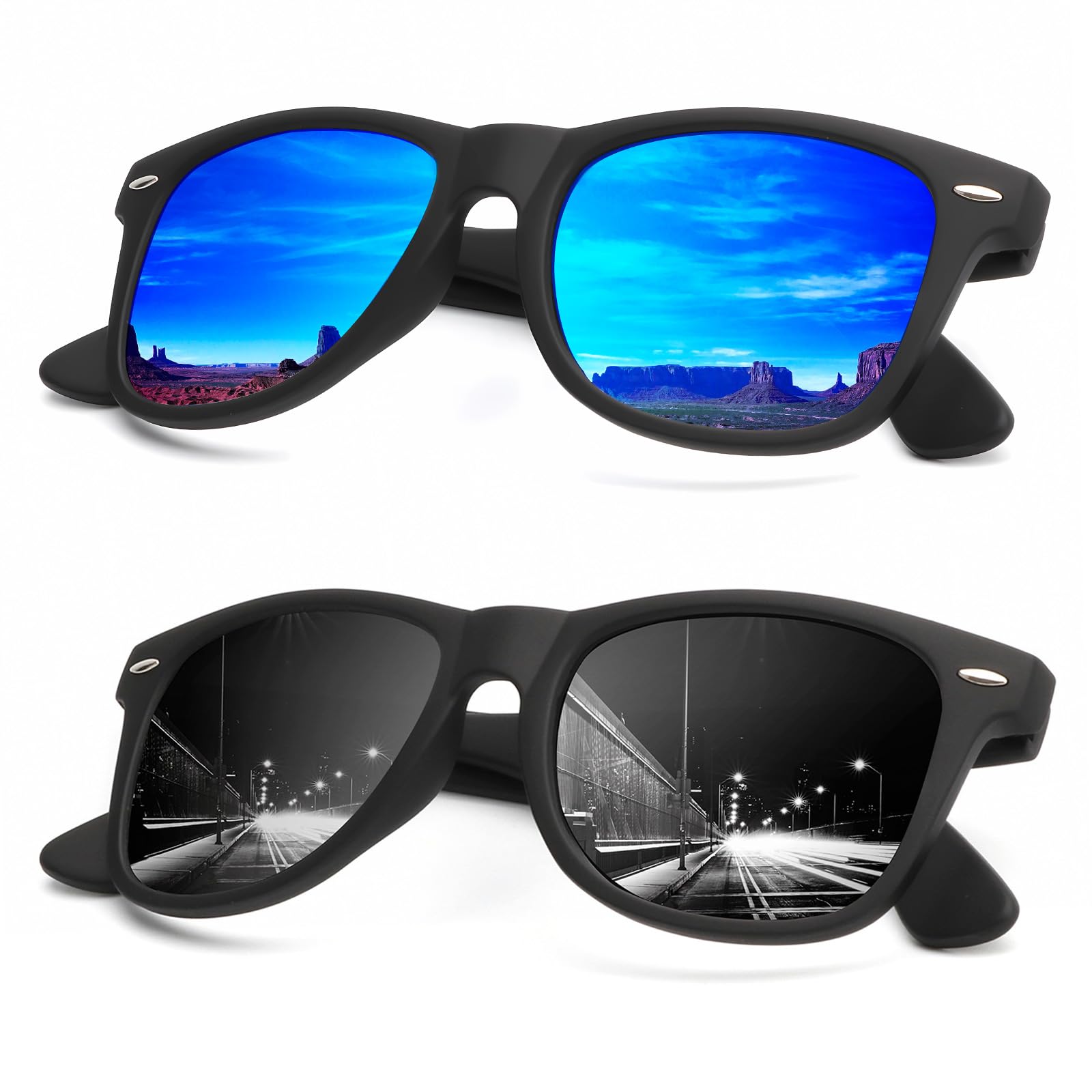 KALIYADI Sunglasses Men Polarized Sunglasses for Men Women Unisex Semi-Rimless Frame Retro Driving Sun Glasses UV Blocking