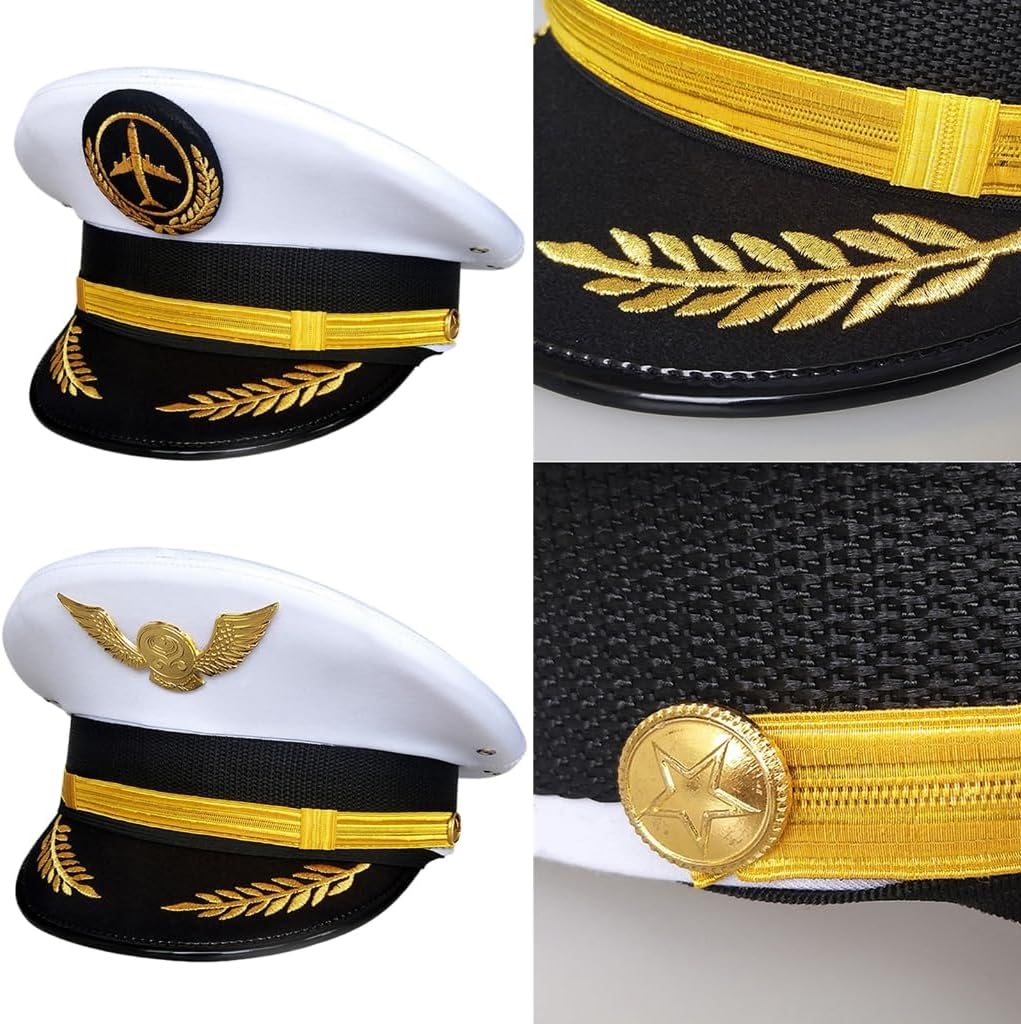 Captain Hats Captain Costume for Adult for Masquerades Party Airline Uniform