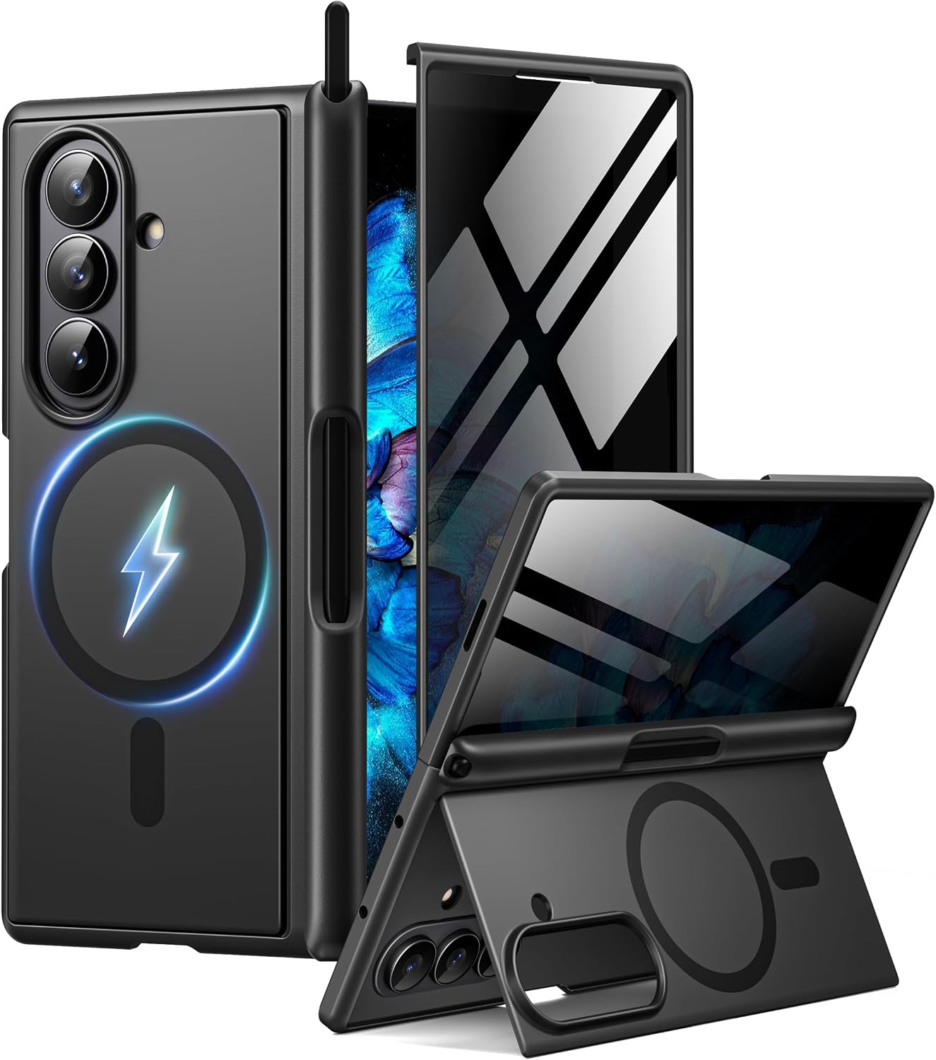  for Samsung Galaxy Z Fold 7 Case with Stylus Pen, Black