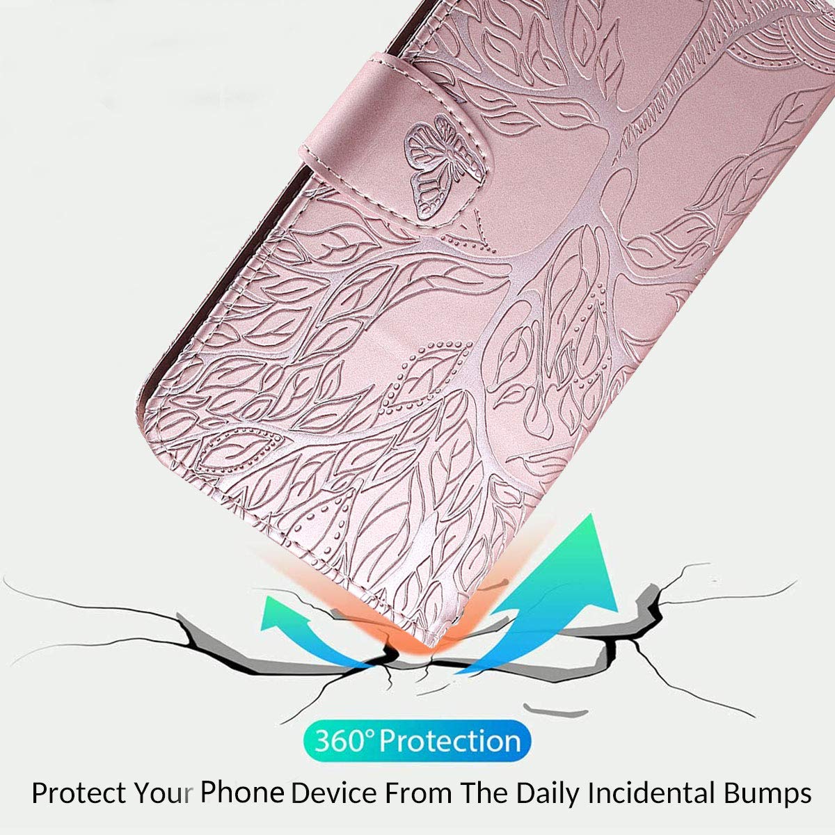 Aisenth Cover per Huawei P30 Lite, Albero della Vita Modello Custodia in PU Pelle Portafoglio Cover protettiva Tree Design Flip Case con Funzione Supporto, 2 Slot per schede - Marrone