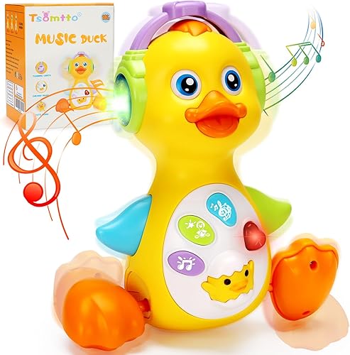 Tsomtto Baby Musical Light Up Duck Toy, Baby Toys 0-3-6-9-12 Months Dancing Crawling Tummy Time Toys, Newborn Infant Learning Toy Gifts for 0 3 4 5