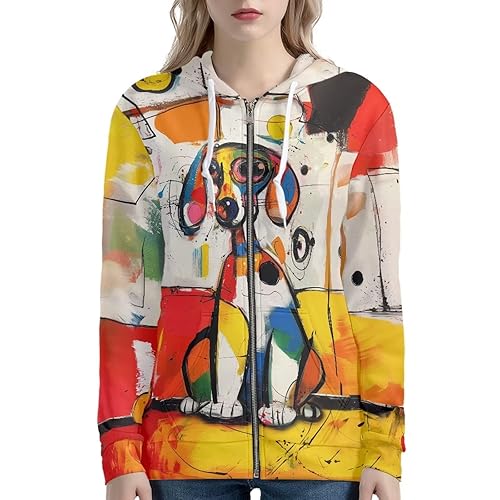 Irisjudy Island Tribal Zipper Women Hoodies with Pocket, Leopard Print,Music