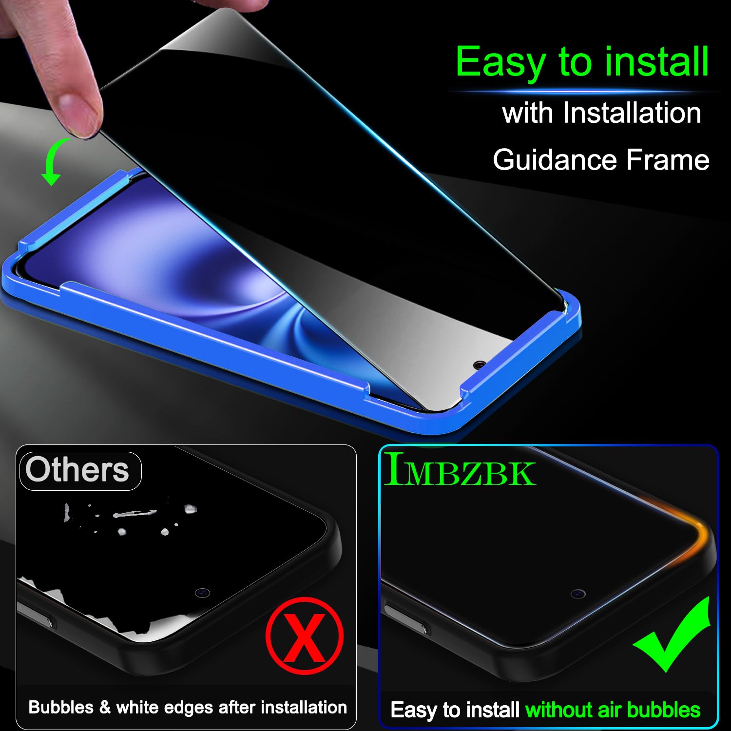 IMBZBK 3 Pezzi Pellicola Privacy Vetro per iPhone 16 Plus con 3 Pezzi Protezione Fotocamera Accessori, Anti-Spy Vetro Temperato Protettivo vetrino per Apple iPhone 16 Plus