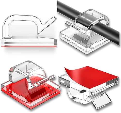 100 clips para cables, organizador de cables adhesivo, soporte para cables, organizador de cables, ganchos autoadhesivos para oficina, hogar
