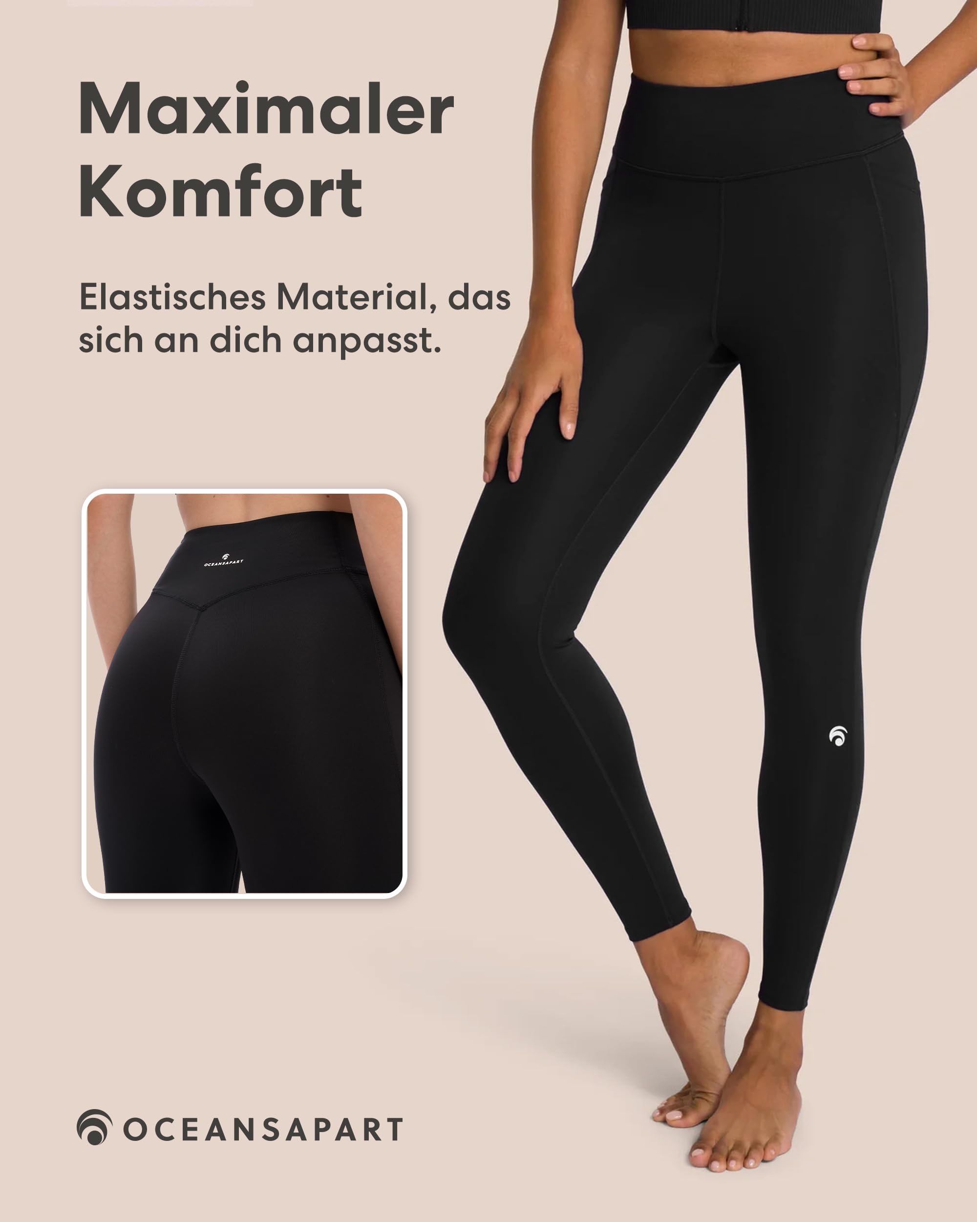 OCEANSAPART Soho Pant - Sport Leggings Damen mit Taschen High Waist | Scrunch-Effekt & Blickdicht – Feuchtigkeitsableitend & Nahtlos – Ideal für Yoga, Gym & Wandern