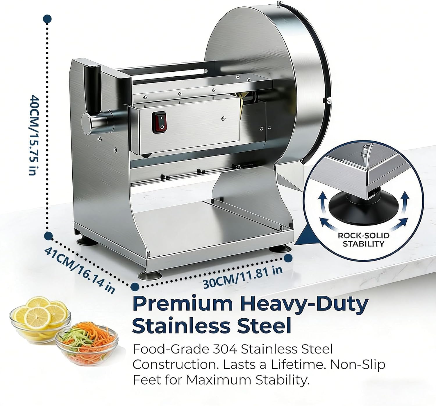 Electric and Manual Mandoline Slicer,Vegetable Processing Machine with Copper Motor, Versatile Kitchen Slicing Tool for Commercial Use