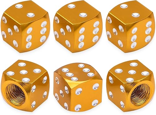 Vista 194 de 4 tapas de vástago de válvula de neumático estilo dado, con anillo de goma O, cubiertas universales de aleación de aluminio a prueba de polvo