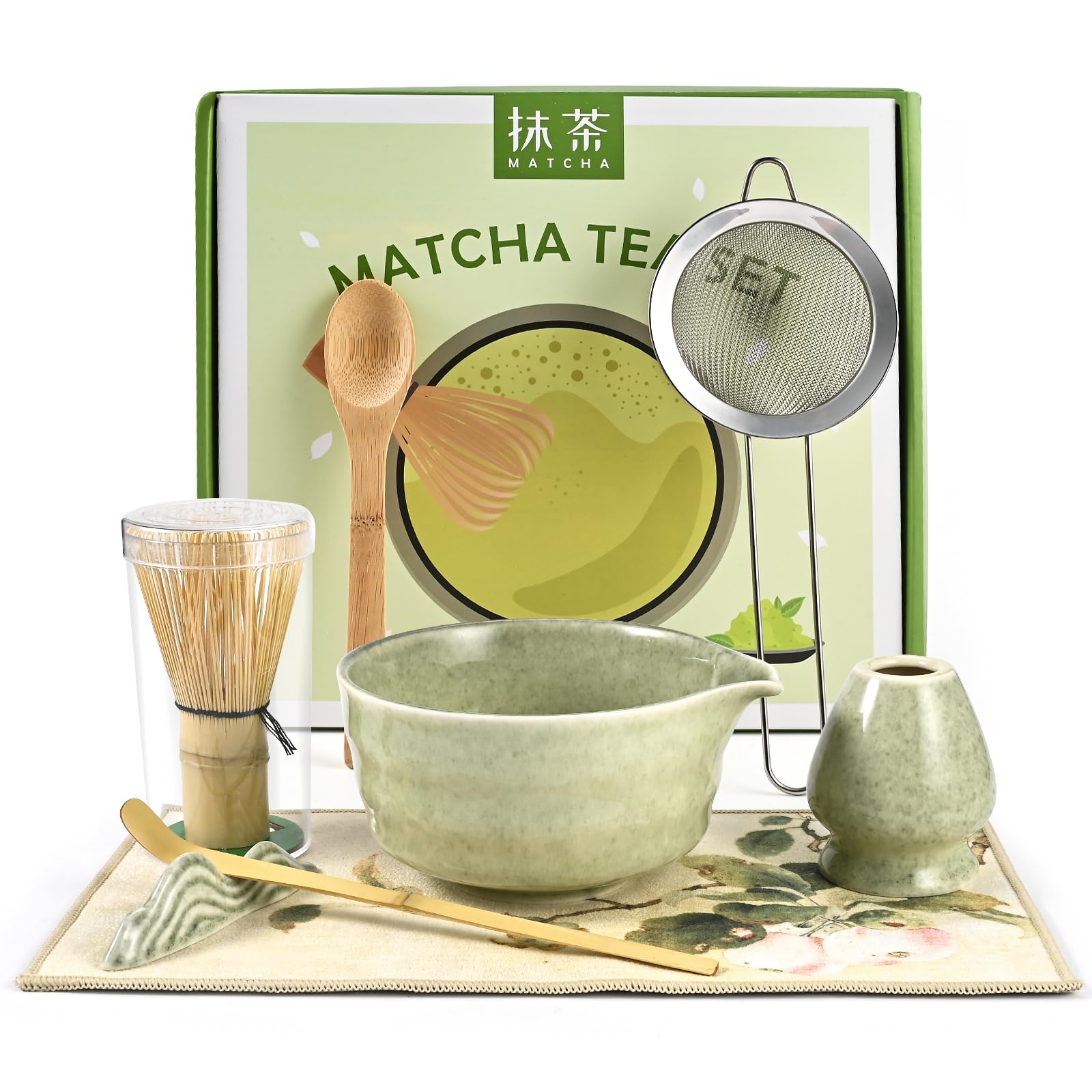 Herboom Matcha Set, 8 PCS Japanese Matcha Bowl Set with Whisk and Tea Scoop - Traditional Matcha Kit for Authentic Matcha Preparation, Perfect for Gift