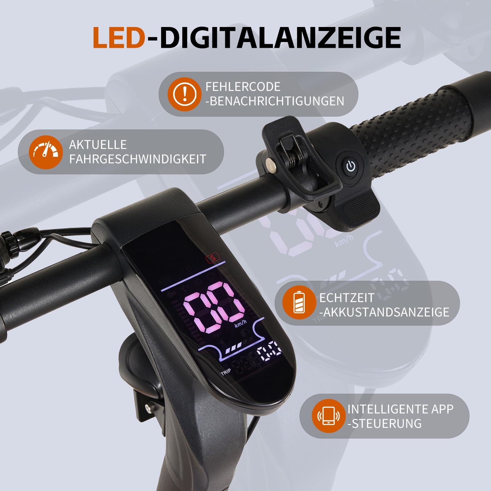 Trottinette Électrique pour Adultes, Moteur 350W, Autonomie 25–30 km, Batterie 36V 10,4Ah, Double Frein et Double Amortissement, Écran LED avec APP, Trottinette Pliable