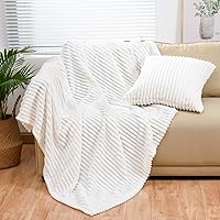 Vista 32 de Bnuitland - Manta de franela marrón con funda de almacenamiento, 300 GSM, manta de sofá súper suave con patrón de rayas de forro polar para bebés