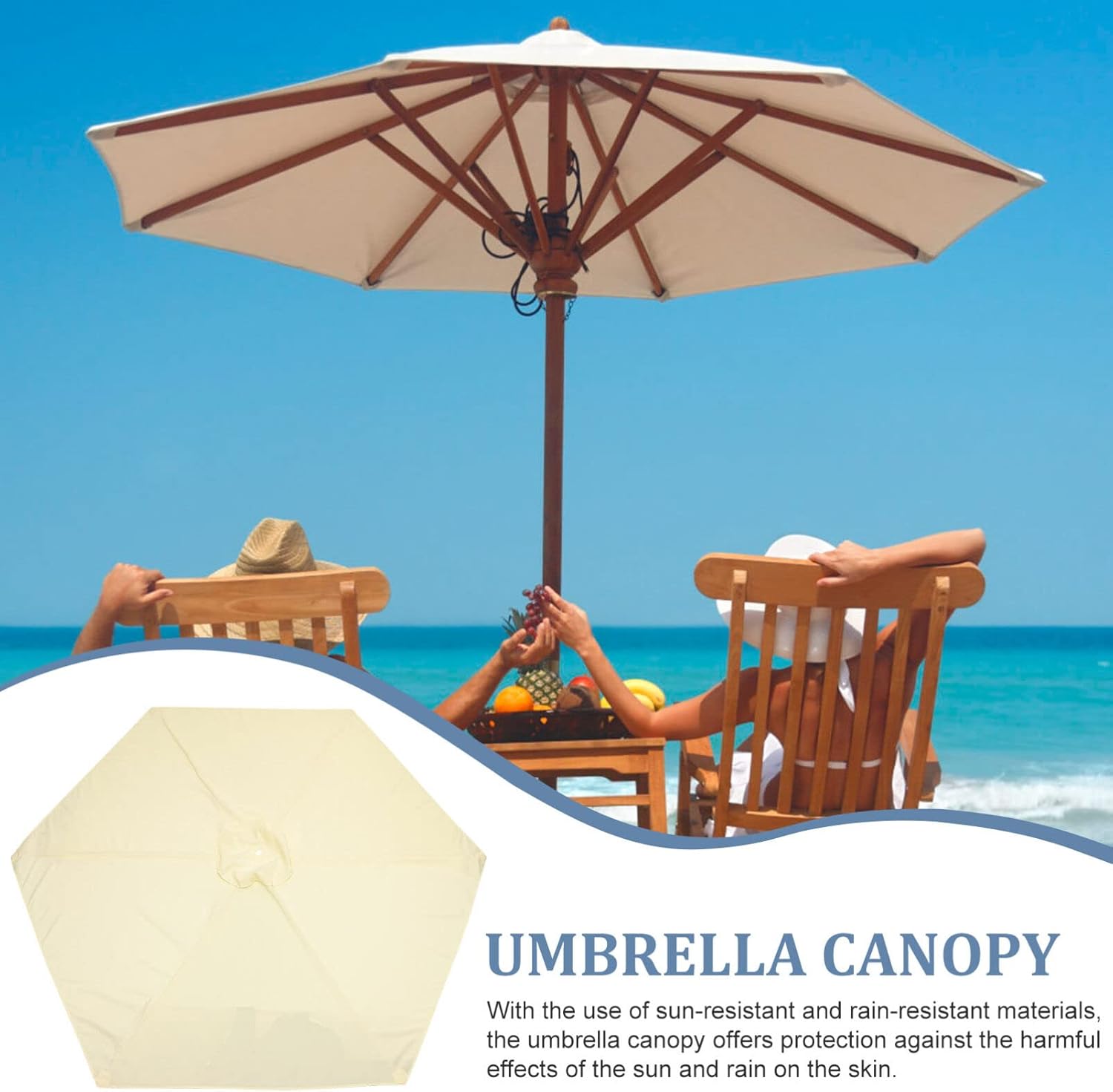 BESPORTBLE 6 Ft Outdoor Umbrella Canopy Replacement Round Canopy Top Beach Umbrella Fabric Polyester for Patio