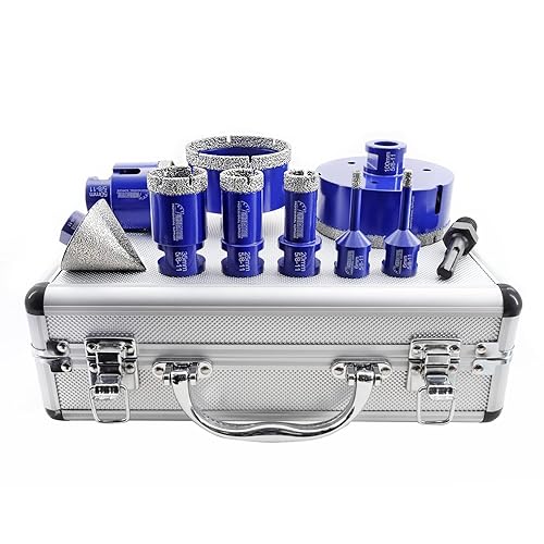 SHDIATOOL Diamond Tile Drill Bits Set,Porcelain Hole Saw, Cutter for Marble Ceramic Granite 10pieces(6/6/20/25/35/50/75/100mm/2 inch)