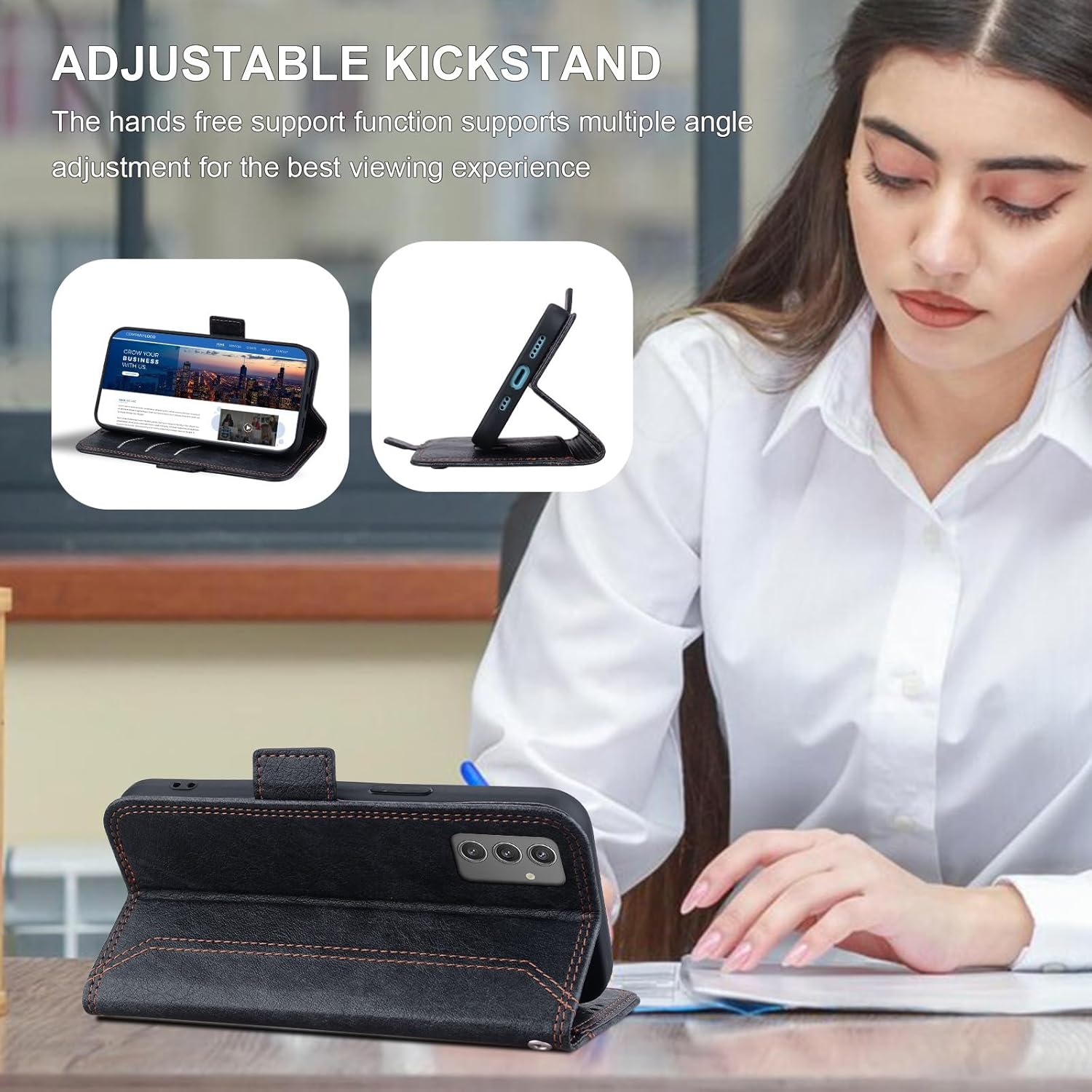 Wallet Case for Samsung Galaxy S25 2025 / S24 2024 6.2" with RFID Blocking Credit Card Holder, PU Leather Folio Flip Kickstand Protective Cover Women Men for Galaxy S25 Phone Case - Black - Image 3