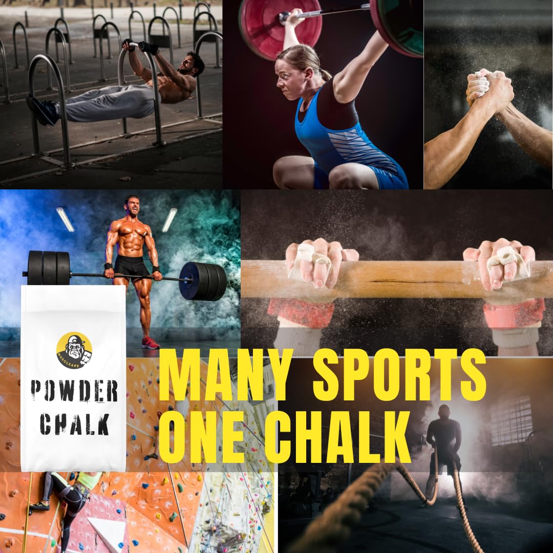 Muscleape Chalk Powder for Superior Grip. 500gm Premium Chalk for Weightlifting,Bodybuilding Powerlifting, Calisthenics and Other Sports. 2