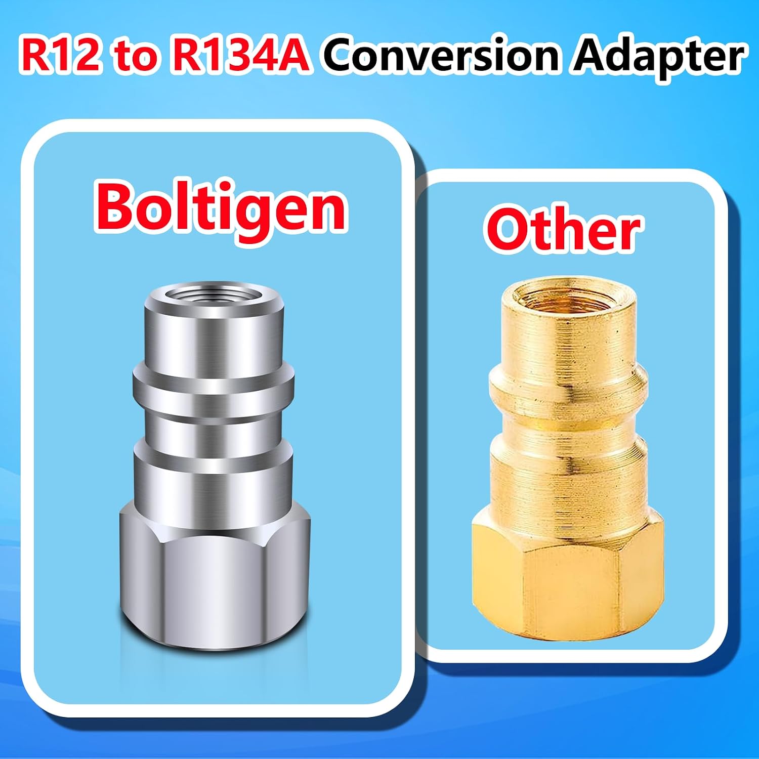 R12 to R134a Conversion Kit, 1Pair R12 to R134a Convert Adapters, R12 to R134A AC Retrofit Fitting Adapter Kit, R12 to R134a Adapter Fittings, Fits for Car AC Air Conditioner Refrigerant System