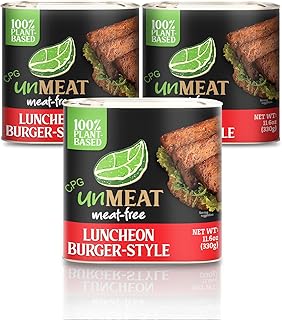 unMEAT Plant Based Meat | Easy to Prepare Plant Based Protein | Vegan Meat with Less Calories, Burger Style Luncheon Meat, (Pack of 3)