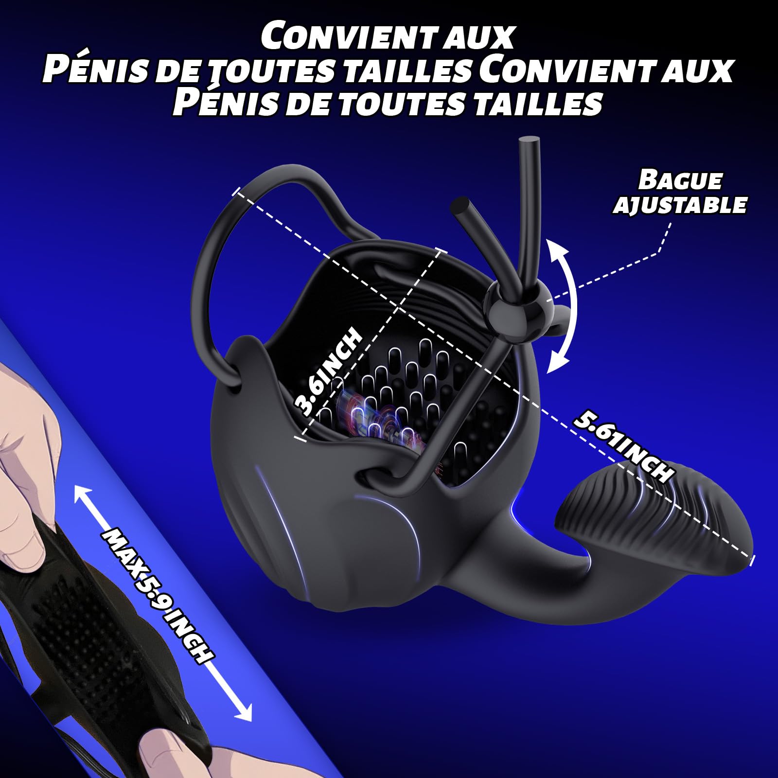Sex Toýs Homme Vibromasseur Masseurs de Prostate Anal Plug Anneau Pénien Retardateur 10 Mode Entraînement du Gland éjaculation Retardée Stimulateur Testiculaire Convient aux Hommes et aux Femmes