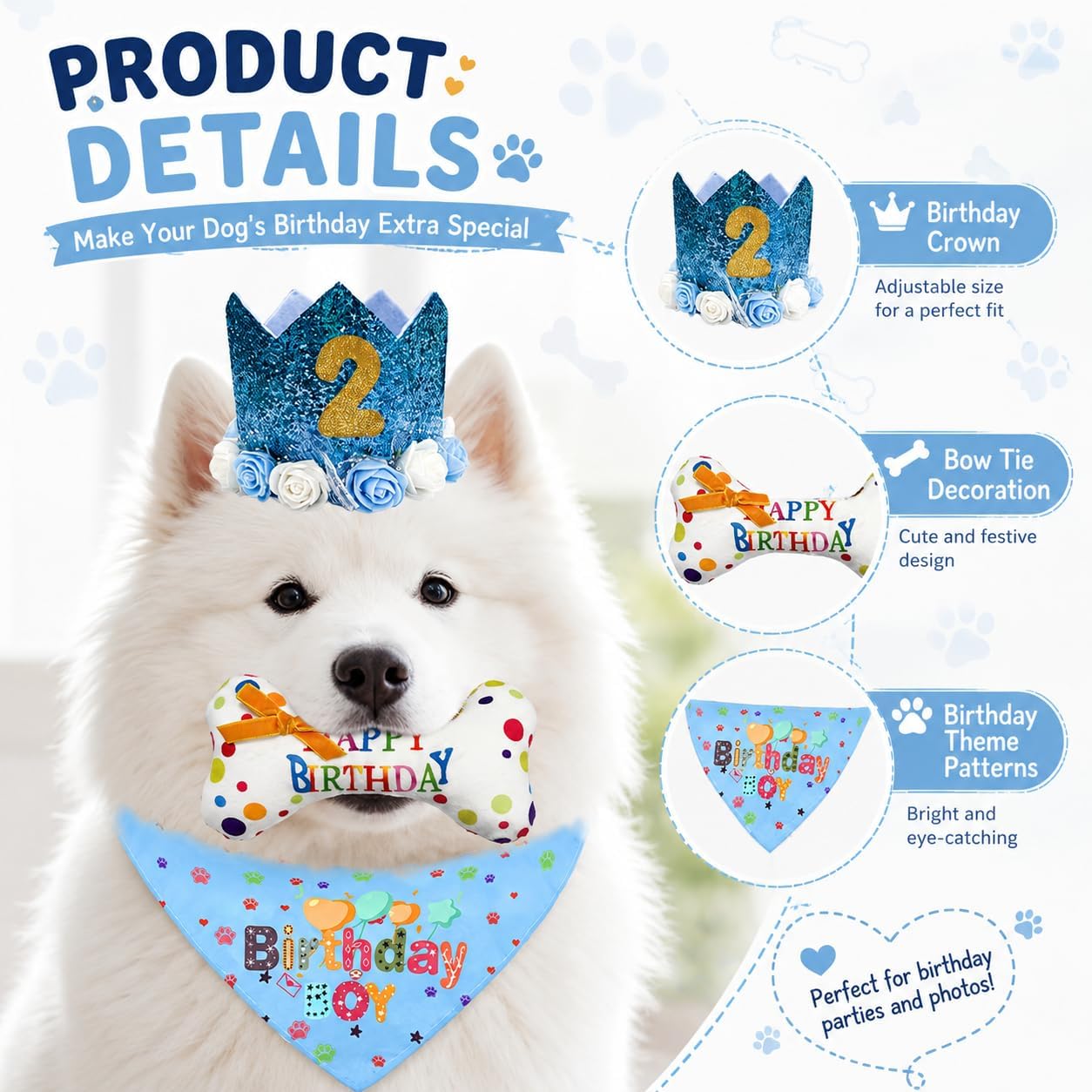 Dog Birthday Bandana, Dog Birthday Hat, Dog Birthday Decorations