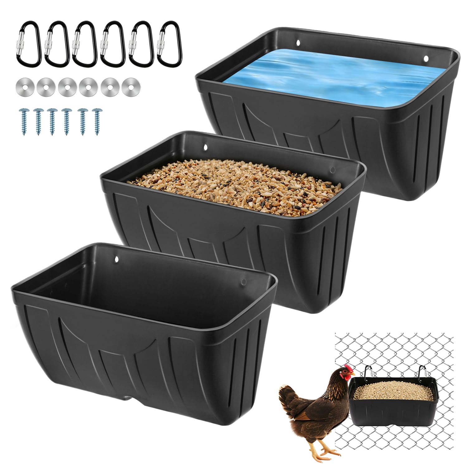 Comedero de pollo, comederos colgantes para cabras, comedero colgante para aves de corral para ovejas, patos y perros, comedero de cerca, contenedor de alimentación de ganado, accesorios de gallinero