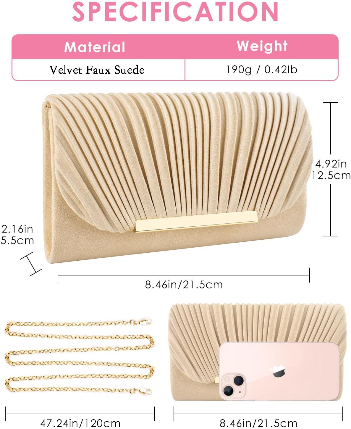 TINDTOP Clutch Purses for Women Evening Handbags for Formal Wedding Party Cocktail Prom Crossbody Shoulder Envelope Bag - Image 4
