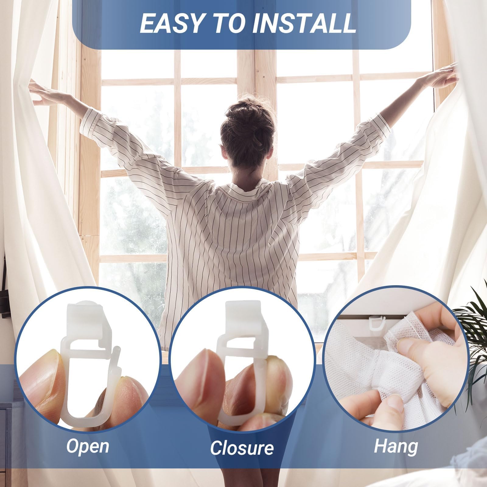 100 PCS Crochets De Rideau En Plastique Blanc Pour Rideau De